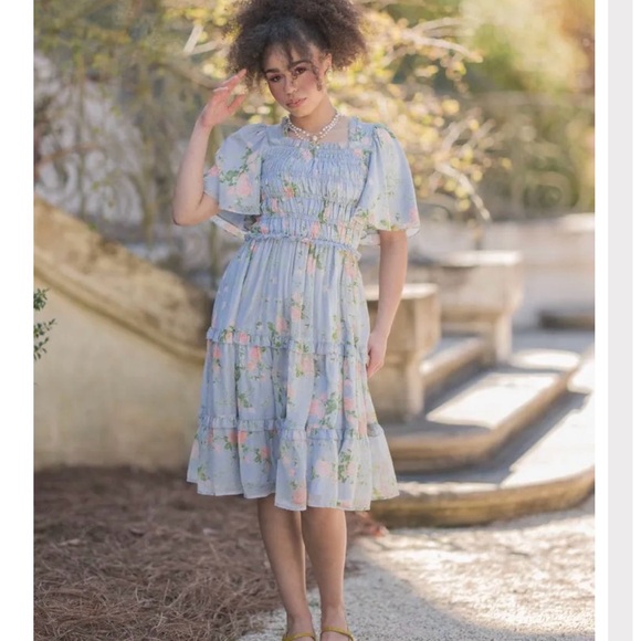 JessaKae Dresses & Skirts - Jessakae Siena blue floral smocked dress